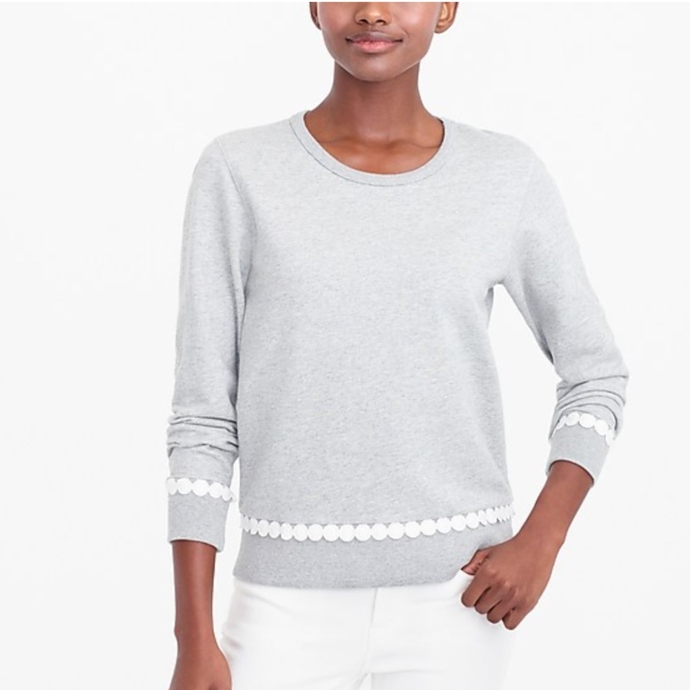J. Crew Gray Pom Pom Sweatshirt Size Medium - Picture 5 of 14